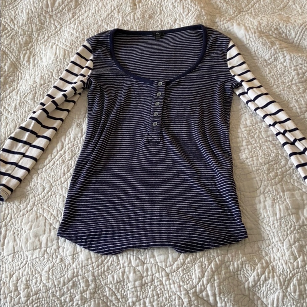 J. Crew Blue & White Striped Henley
